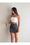 Women's Gray Front Slit Short Skirt - 5