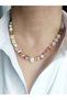 Special Design Necklace with Natural Agate Quartz Stones and Real Pearls - 4