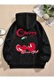 Unisex Cherry Printed Oversized Winter 3-Thread 100% Cotton Hooded Sweatshirt Hoodie