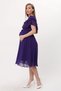 Women's Purple Maternity Ruffle Neckline Chiffon Belted Dress 7000 - 3