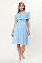 Women's Maternity Ruffle Neckline Chiffon Belted Dress Baby Blue 7000 - 3