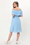 Women's Maternity Ruffle Neckline Chiffon Belted Dress Baby Blue 7000 - 2