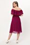 Women's Maternity Plum Ruffle Collar Chiffon Belted Dress 7000 - 7