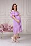 Women's Maternity Lilac Ruffle Collar Chiffon Belted Dress 7000 - 3