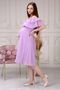 Women's Maternity Lilac Ruffle Collar Chiffon Belted Dress 7000 - 2