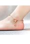 Stainless Steel Butterfly Detail Women's Anklet 20+5 cm Rose