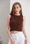 Women's Halter Neck Corded Fabric Cropped Blouse