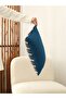 Silk Velvet Ikat Cushion Cover Decorative Handmade Luxurious and Stylish Design Cushion Cover Blue - 3