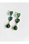 Steel Green Zircon Stone Heart Earrings - 3