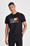 Regular Fit Regular Cut Crew Neck 100% Cotton Black T-Shirt