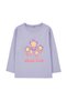 Lilac Female Child Flower Patterned Crew Neck Cotton Knitted T-Shirt Tkdaw25Ts00010 - 2