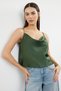 Khaki Woven Strap Degaje Collar Satin Blouse Twoss19Bb0161 - 2