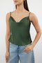 Khaki Woven Strap Degaje Collar Satin Blouse Twoss19Bb0161 - 3