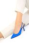 Cobalt Blue Satin Women's Classic Heeled Shoes 19403 - 5