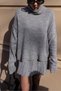 Women's Turtleneck Knitwear Skirt Set Light Gray