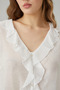 Flounced Viscose Blouse - White - 3