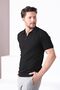 Black Polo Collar Zippered 100% Cotton Men's Knitwear T-shirt