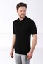 Black Polo Neck Ribbed 100% Cotton Men's Knitwear T-shirt - 4