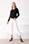 Women's Black V-Neck Knitwear Sweater - 4