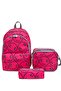 Girl's Primary School Bag Smile Patterned Backpack Feeding and Pen Holder Set of 3