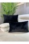 Plush Throw Pillow Cover Rectangular - Black - 2