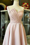 Maxi Length Satin Evening Dress - Powder Drape Detailed Evening Gown - 2