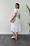 Eyelet Embroidery Fabric Mini Dress with Button Detail - WHITE - 5
