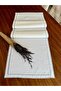Double Row Silver Embroidered Linen Runner - 3