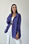 Purple Blue Off-Shoulder Oversize Voile Shirt - 6