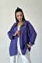 Purple Blue Off-Shoulder Oversize Voile Shirt - 5
