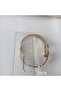 Gold Color Hollow Zircon Stone Framed Evil Eye Beaded Quadrant Steel Handcuffs Bracelet - 4