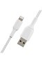 Braided USB to Lightning Cable for iPhone - 3m,White - 4