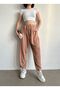 Women's Camel Pleated Comfortable Modal Shalwar Trousers