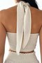 New Season Women's Beige Halter Crop Blouse - 5