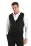 Black Regular Fit Plain V-Neck Knitwear Vest