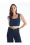 Xside Women's U-Neck Plain Jean Crop - 2