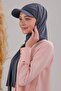 Women's Hijab with Hat, Practical Bonnet, Ready-To-Wear Shawl, Dark Gray Anthracite - 2