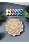 12 Different Models 20 cm Wooden Mandala, School Activity, Art Education Hobby Set (6Li Paint and Brush Set) - 2