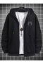Gothic Wing Dragon's Bone Wing Sweatshirt Zip-Up Cardigan -Grey Oversize Thick Winter Hoodie