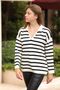 Women's Polo Neck Black and White Striped Oversize Knitwear Sweater - 3
