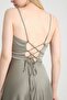 Rope Strap Satin Evening Dress - Flared with Top Pleat Detail - 5