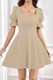 Women's Mini Short Balloon Sleeve Crepe Dress - 3
