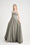 Rope Strap Satin Evening Dress - Flared with Top Pleat Detail