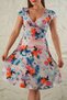 Women's Cross Collar Handkerchief Sleeve Digital Printed Midi Length Dress