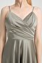 Rope Strap Satin Evening Dress - Flared with Top Pleat Detail - 4