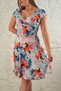Women's Cross Collar Handkerchief Sleeve Digital Printed Midi Length Dress - 7