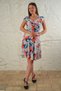 Women's Cross Collar Handkerchief Sleeve Digital Printed Midi Length Dress - 8