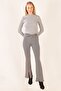 Women's Jacquard Fabric Belted Cotton Knitted Trousers - 4