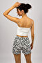 Women's 100% Cotton Single Jersey Patterned Soft Basic Mini Shorts Navy Blue with Branches - 8