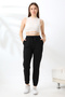 Compact Combed Cotton Lycra Flexible Soft Textured Elastic Cuffed Sweatpants 21633 Black
